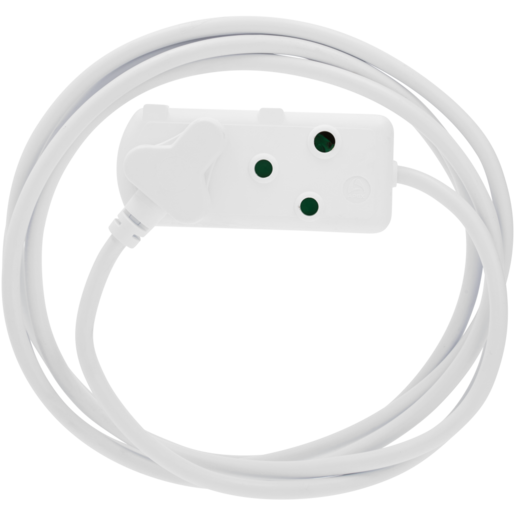 SCE White Heavy Duty 2-Way Extension Cord 3m