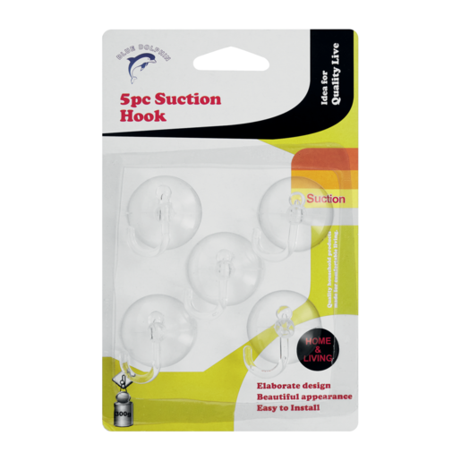 Blue Dolphin Suction Hooks 5 Pack