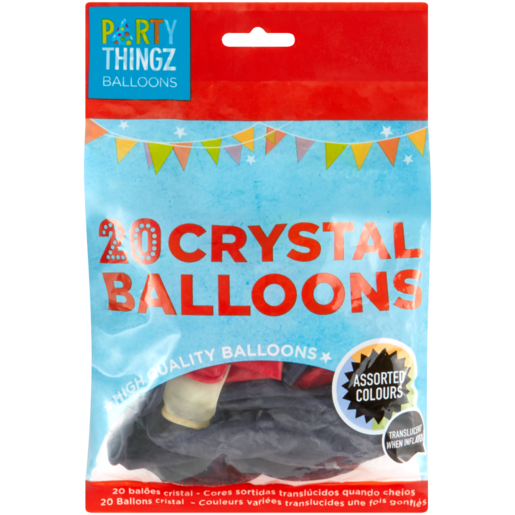 Party Thingz Multi-Coloured Assorted Crystal Balloons 20 Pack
