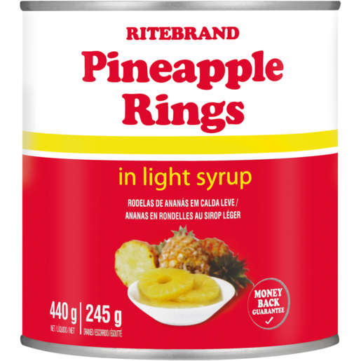 Ritebrand Pineapple Rings In Light Syrup Can 440g