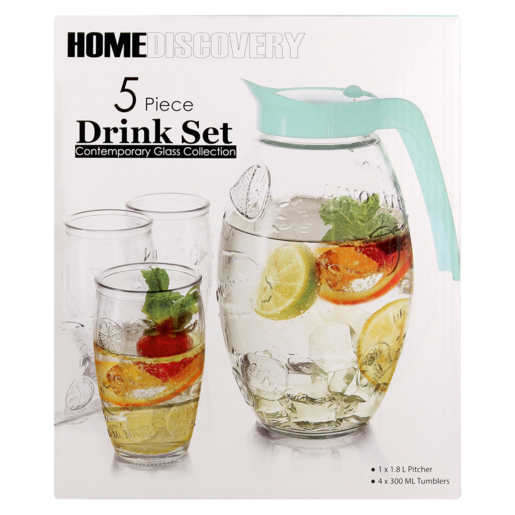 Home Discovery Lemonade Glass Drink Set 5 Piece
