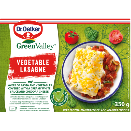 Dr Oetker Green Valley Frozen Vegetable Lasagne Ready Meal 350g