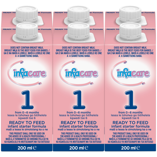 Infacare Stage 1 Ready to Feed Infant Starter Formula 6 x 200ml