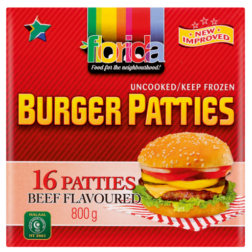 Florida Frozen Beef Flavoured Burger Patties 800g
