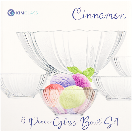 Kim Glass Cinnamon Glass Bowl Set 5 Piece 