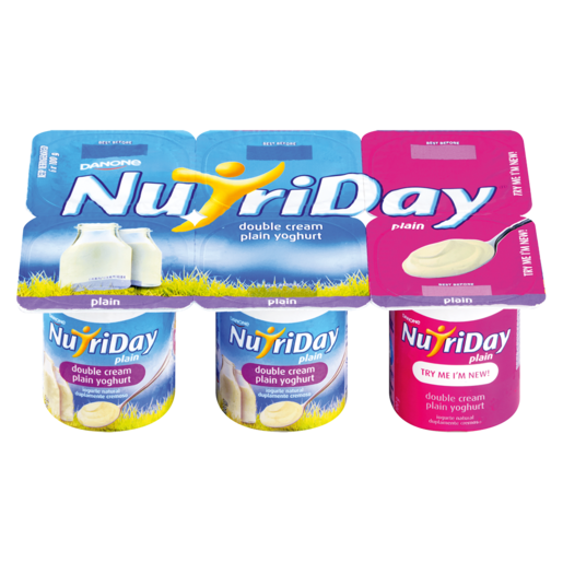 NutriDay Plain Double Cream Yoghurt 6 x 100g