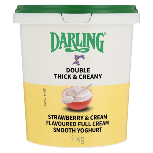 Darling Double Thick & Creamy Strawberry & Cream Flavoured Full Cream Smooth Yoghurt 1kg