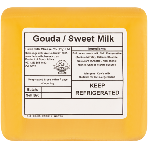 Ladismith Cheese Sweet Milk Gouda Cheese Per kg