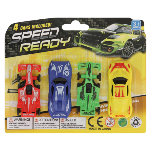 Speed Ready 4-In-1 Toy Car Set 4 Pack