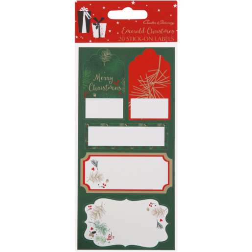 Creative Stationery Emerald Traditional Christmas Stick On Labels 20 Pack