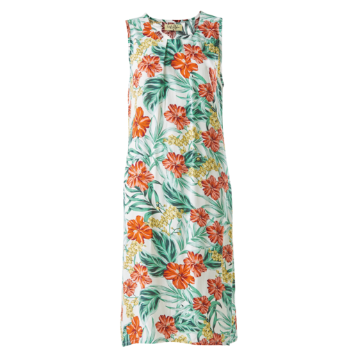 Pleated White Ladies Dress with Flowers Small - XX Large