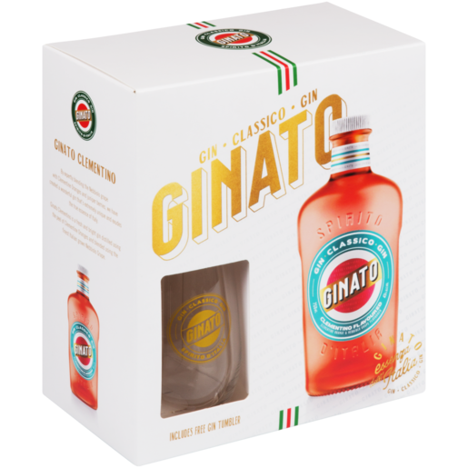 Ginato Classico Gin 750ml & Glass Tumbler Combo