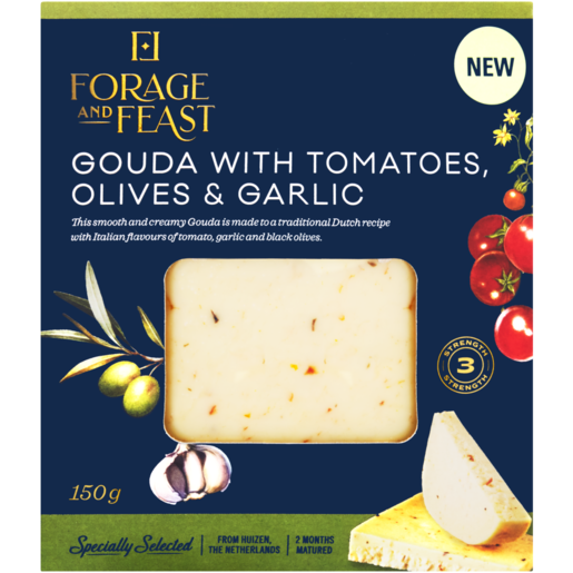 Forage And Feast Tomato, Olive & Garlic Gouda Cheese 150g