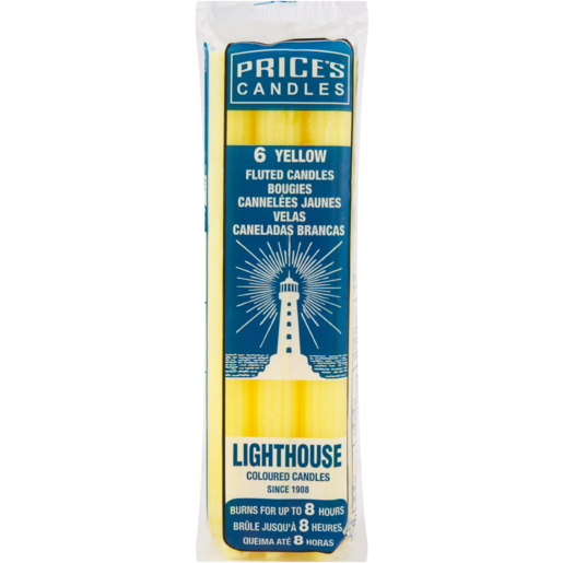 Price's Candles Lighthouse Yellow Fluted Candles 6 Pack