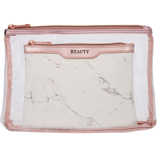 Beauty Marble Toiletry Bag Set 2 Piece
