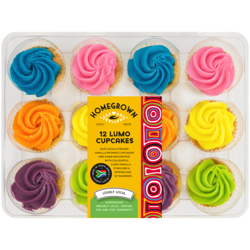 Homegrown Assorted Lumo Cupcakes 12 Pack