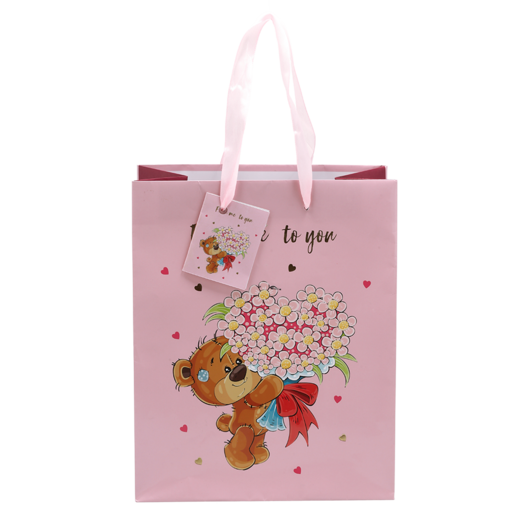 Bear & Bunch of Flowers Medium Gift Bag