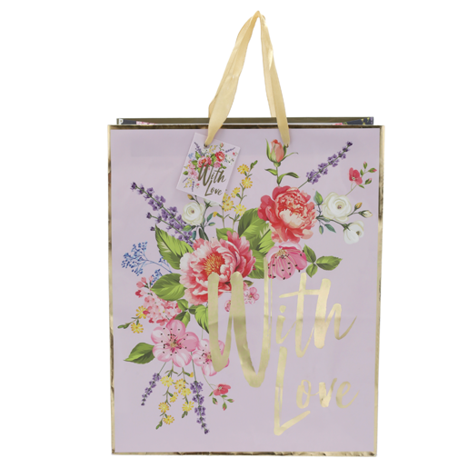 Floral With Love Printed Large Foil Gift Bag
